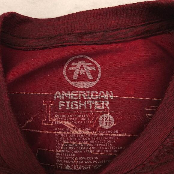 American Fighter Casual Short Sleeve Graphic Crew Neck T Shirt Mens Size 2XL Red - Picture 3 of 11